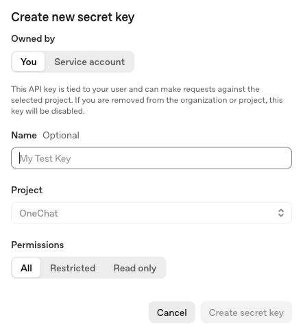 Formulario real de OpenAI para crear una nueva clave secreta